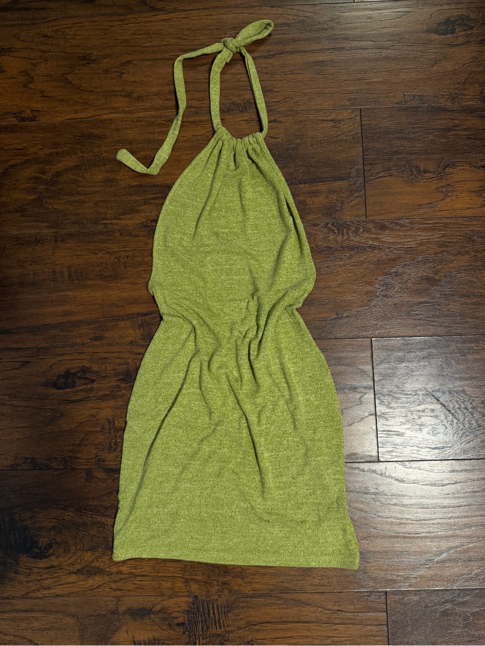 Halter Neck Green Knit Dress - Women